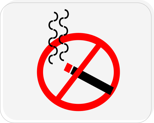 A red and black no smoking sign on a white background