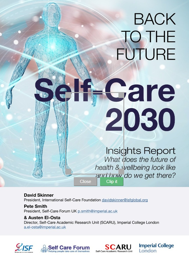 A cover of the self-care 2 0 3 0 report.